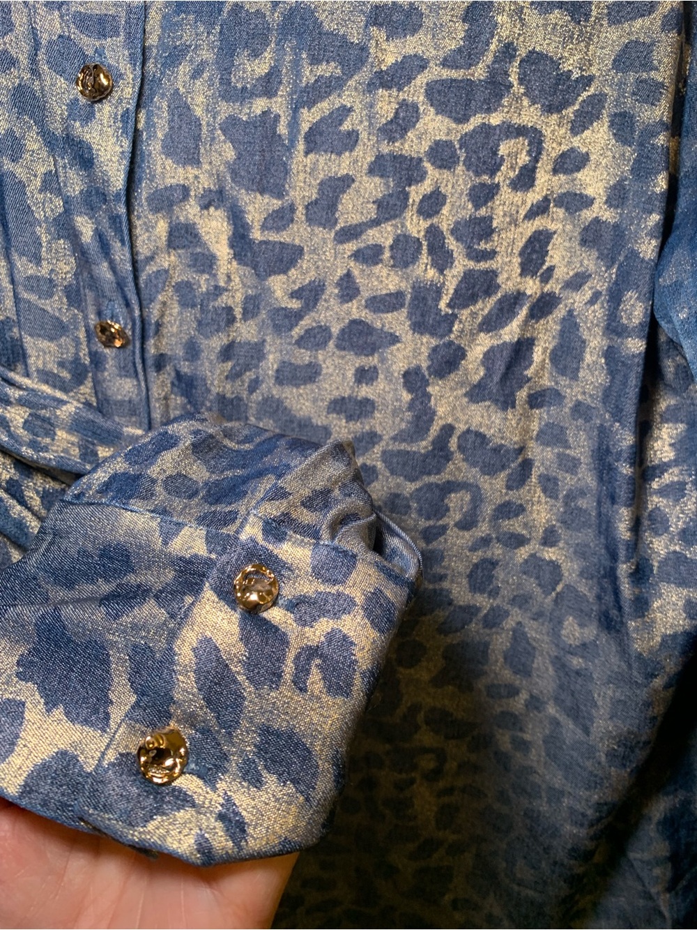Blue Animal-Print Lightweight Shirt Jacket - Women's - Picture 3 of 5